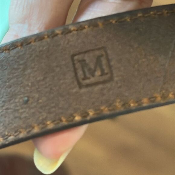 Vintage 1997 Fossil Brown Leather Belt with Gold Buckle & Gold Embellishments - Picture 8 of 10